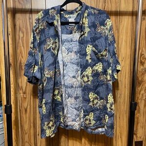 Untied Men's Floral Button Down Shirt - Blue and Yellow 3xl